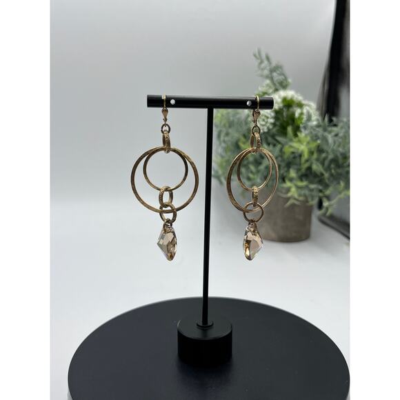 Catherine Popesco Gold Plated Light Amber Color Crystal Necklace Earring Set - Picture 8 of 13